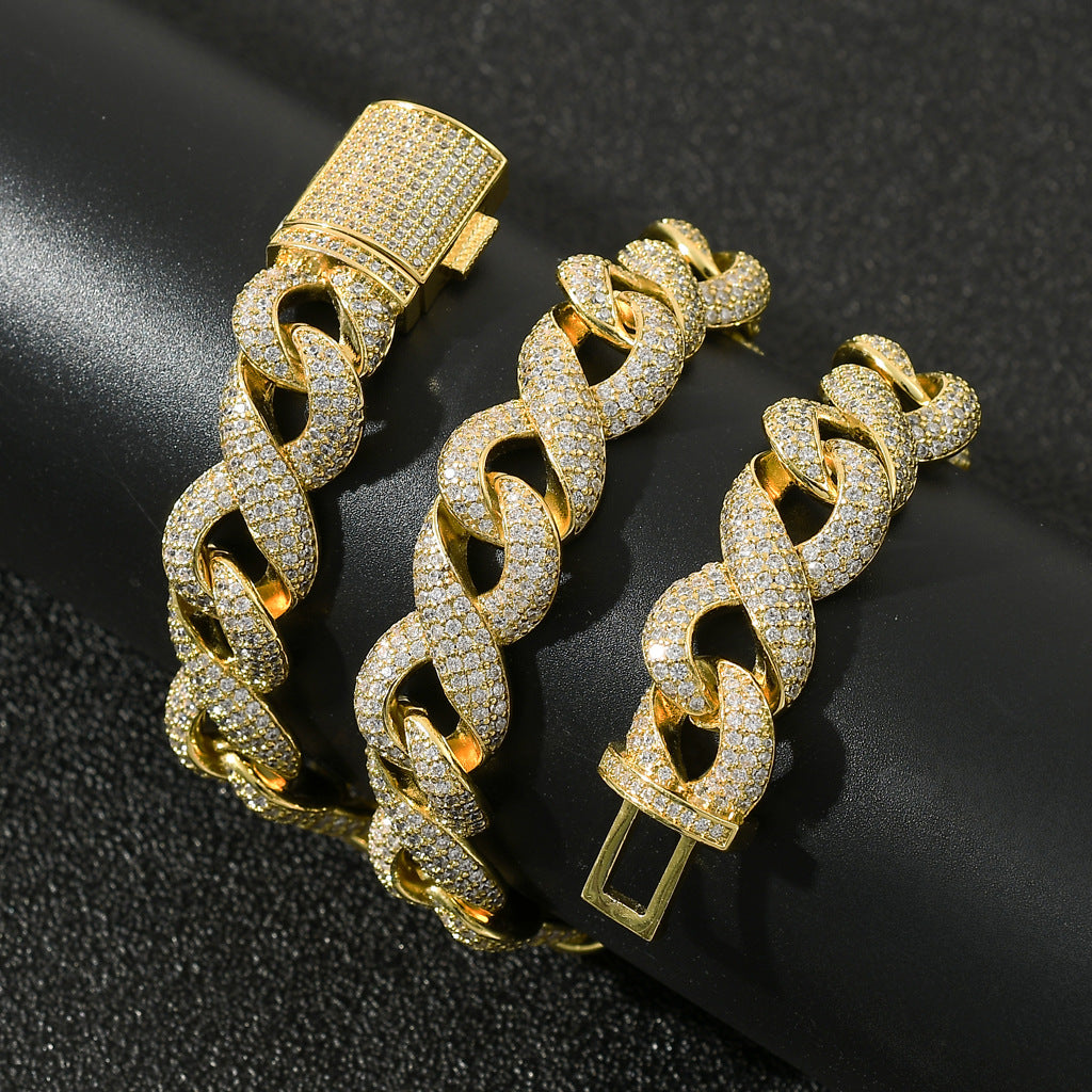 Cadena Cubana Micro-engaste Zirconia Hipster Hip-hop