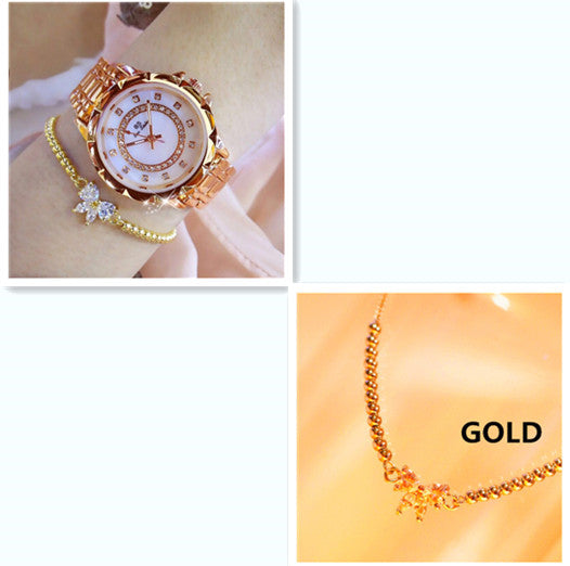 Reloj de mujer de diamante completo enlazado