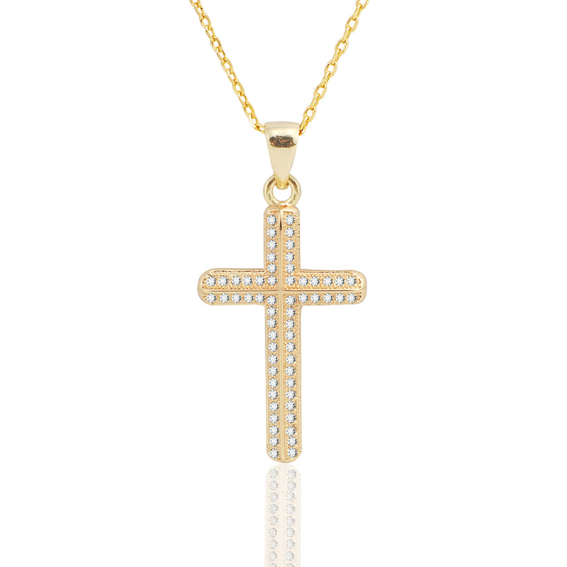 Vollständige Diamantkreuz-Anhänger-Halskette für Damen
