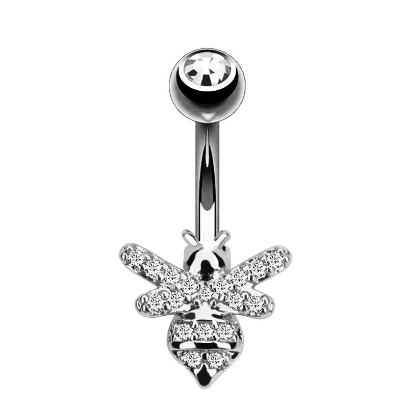 Moda CZ Zircon Pequeña Abeja Anillos para el Ombligo Acero Quirúrgico Sexy Mujeres Piercing Ombligo Anillos de Vientre Joyería de Perforación Corporal Animal