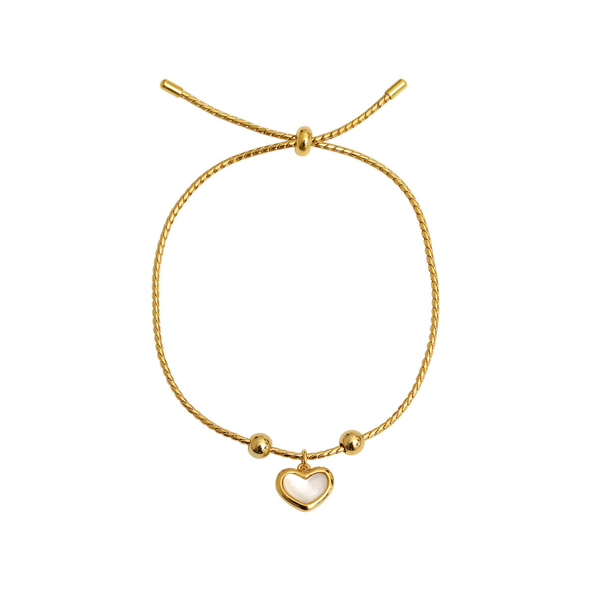 Pulsera de cuentas ajustables de corazón de melocotón con nácar blanco y fritilaria