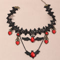 Gothic Schmuck Rote Fledermaus Halloween Halskette Spitze Choker Halskette für Damen Nightmare Before Christmas Schwarze Layered Halskette