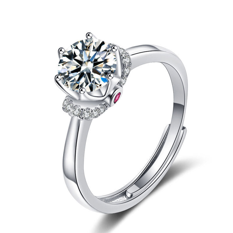 Anillo de mujer imitación moissanita de diamante