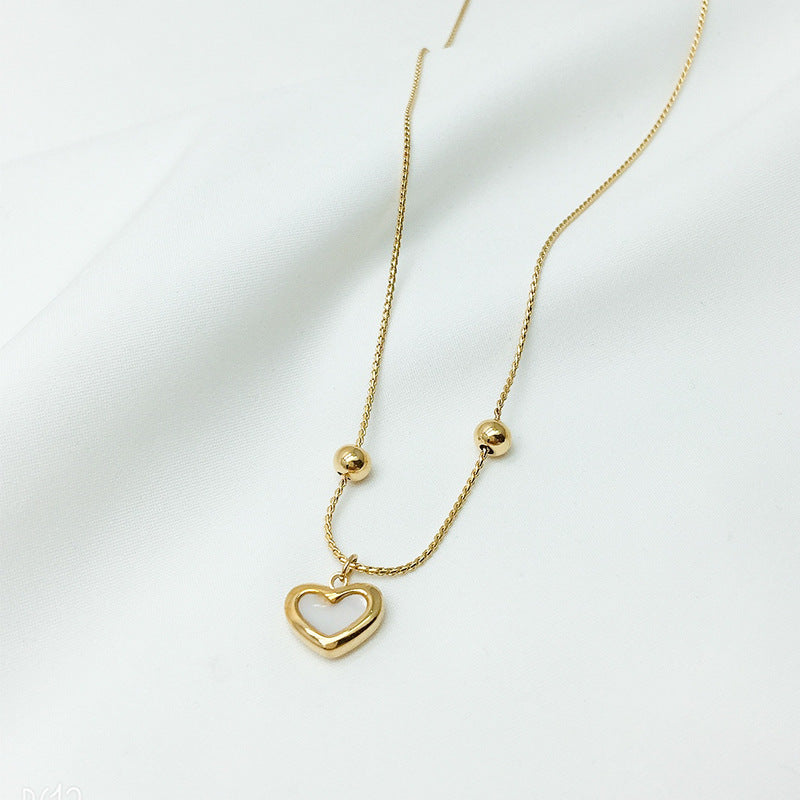 Pulsera de cuentas ajustables de corazón de melocotón con nácar blanco y fritilaria