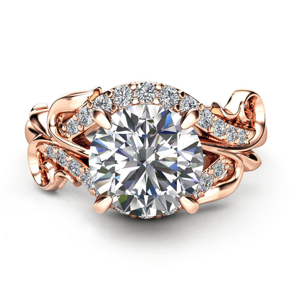 Wunderschöne Blumen-Design Brautschmuck Verlobungsringe für Damen Roségold Ehering
