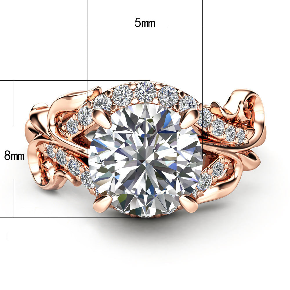 Wunderschöne Blumen-Design Brautschmuck Verlobungsringe für Damen Roségold Ehering
