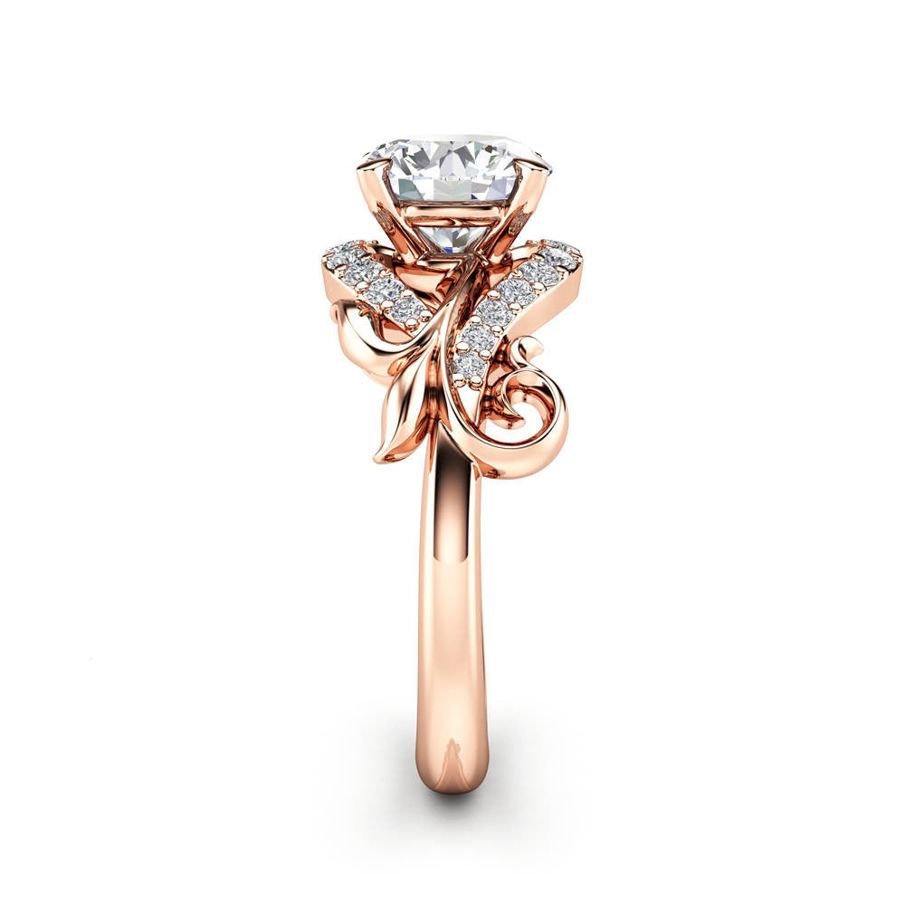 Wunderschöne Blumen-Design Brautschmuck Verlobungsringe für Damen Roségold Ehering
