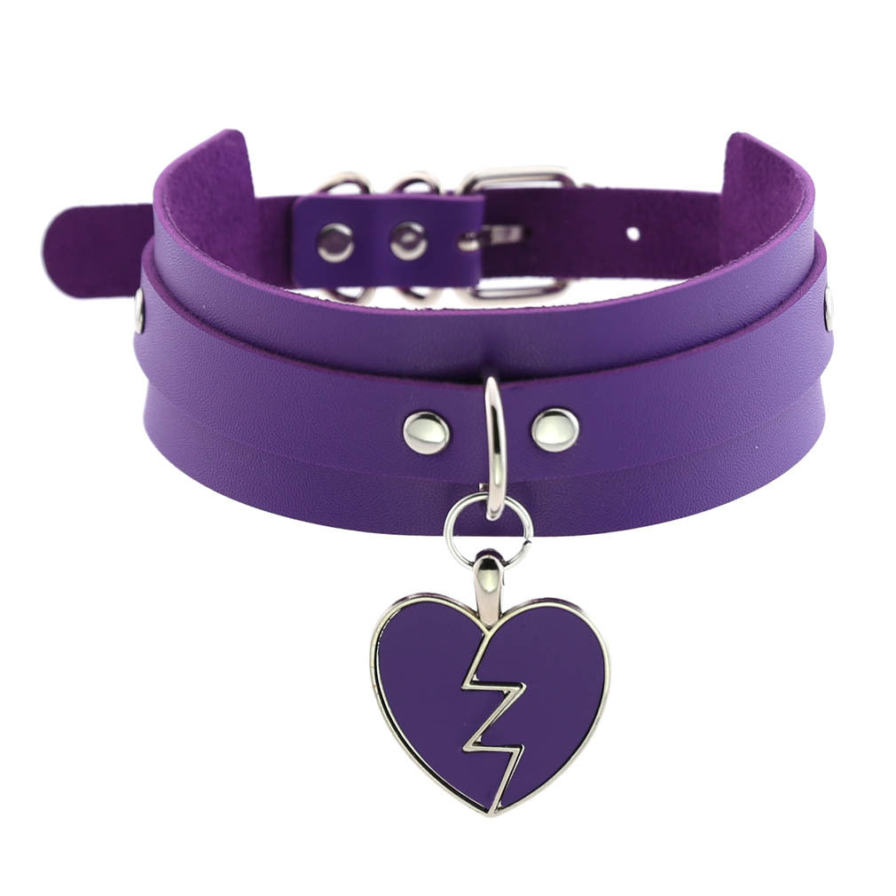 Heart Gothic PU Leather Buckle Necklace Spike Kawaii Harajaku