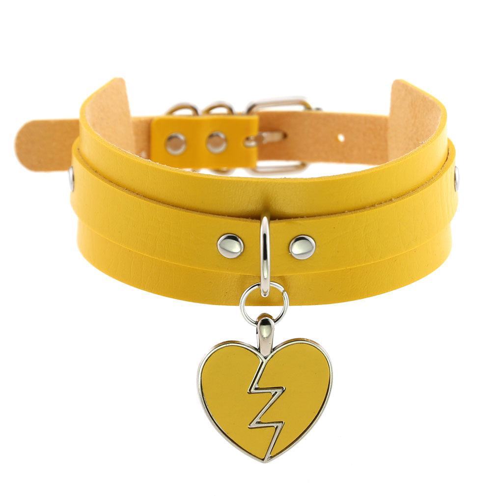 Heart Gothic PU Leather Buckle Necklace Spike Kawaii Harajaku