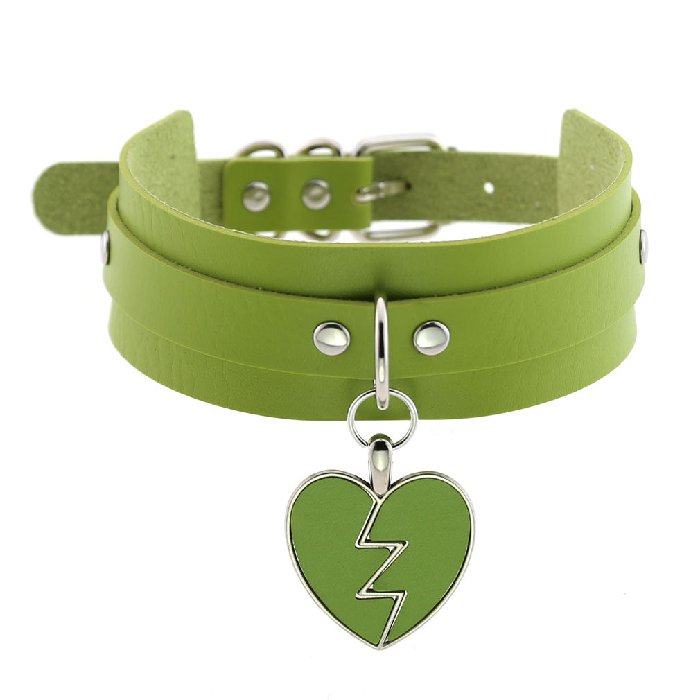 Heart Gothic PU Leather Buckle Necklace Spike Kawaii Harajaku