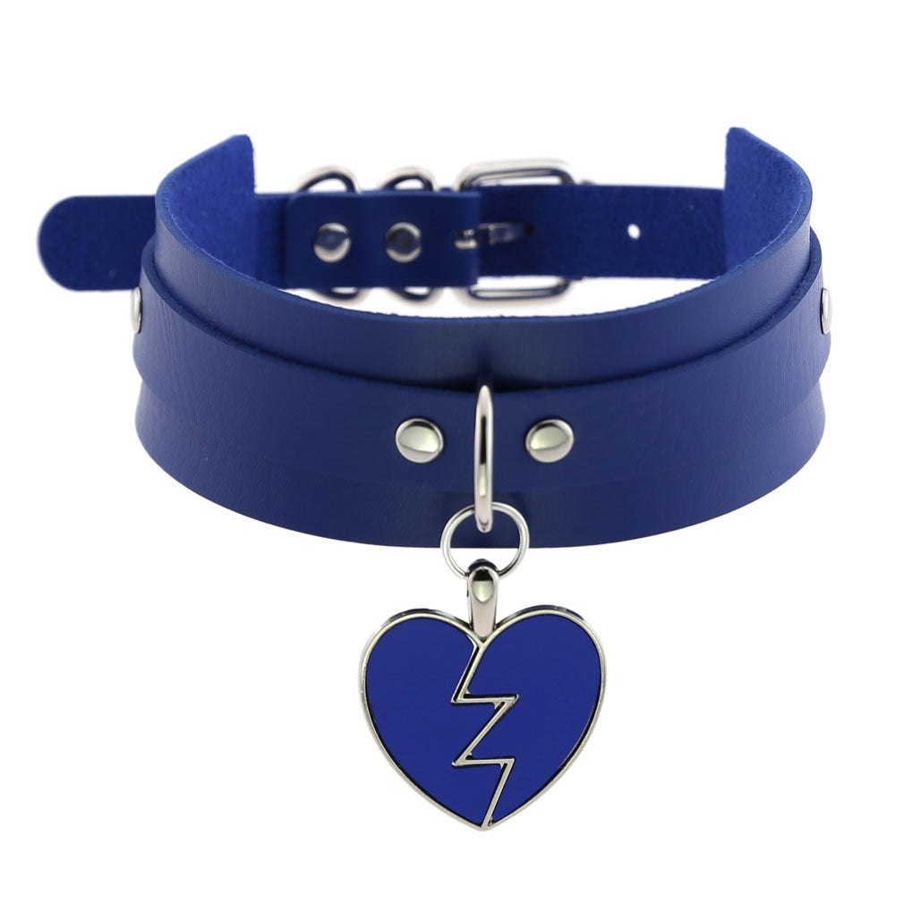 Heart Gothic PU Leather Buckle Necklace Spike Kawaii Harajaku