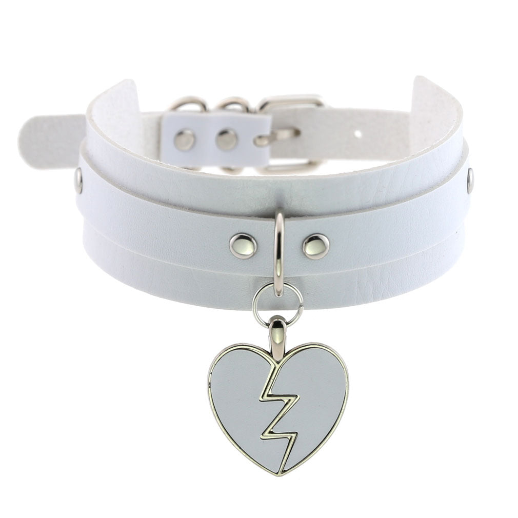 Heart Gothic PU Leather Buckle Necklace Spike Kawaii Harajaku