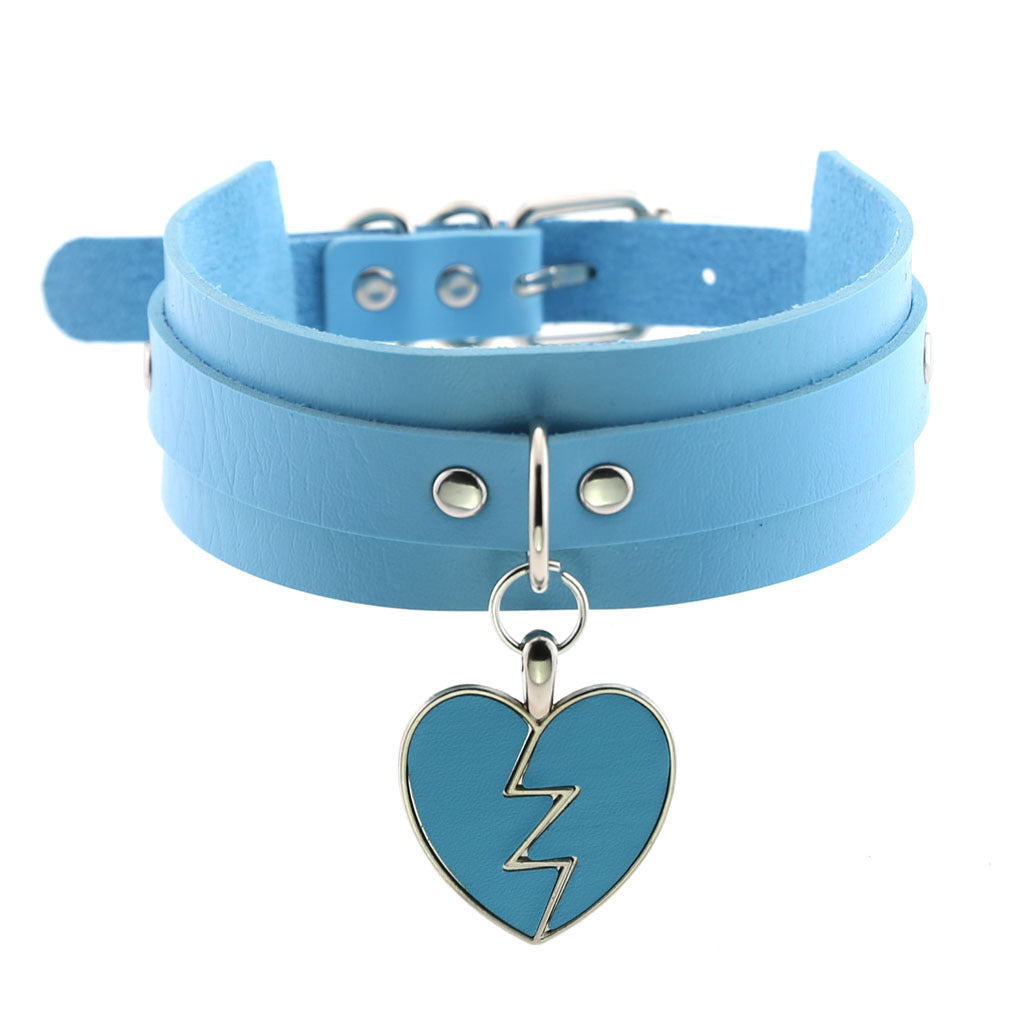 Heart Gothic PU Leather Buckle Necklace Spike Kawaii Harajaku