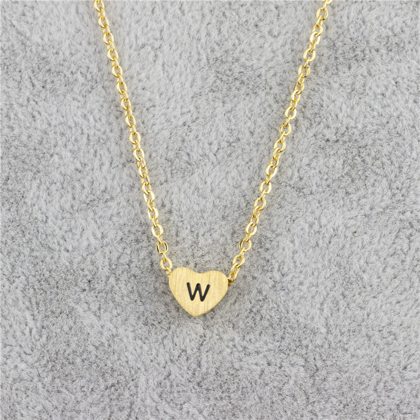 Collar con colgante de 26 letras de acero inoxidable para mujer