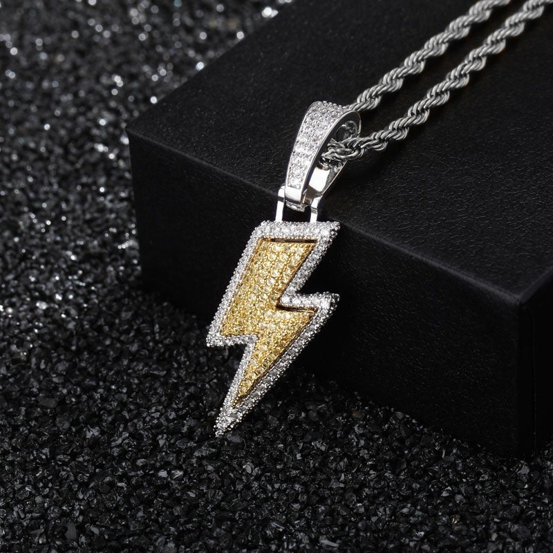 Colgante Hip Hop Rayo Superventas Microincrustaciones Circonita Hip Hop Moda Joyería Hip Hop de Tendencia