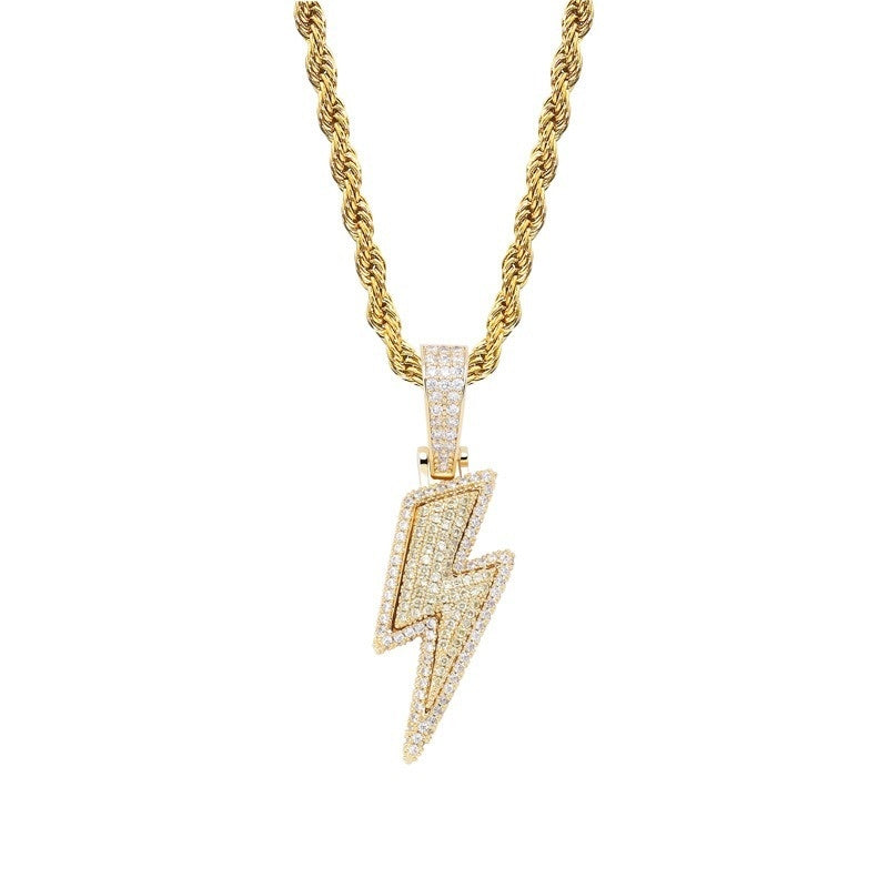 Colgante Hip Hop Rayo Superventas Microincrustaciones Circonita Hip Hop Moda Joyería Hip Hop de Tendencia
