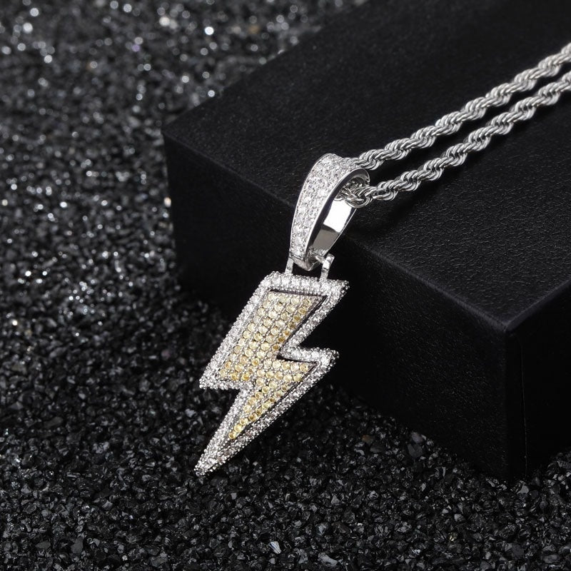 Colgante Hip Hop Rayo Superventas Microincrustaciones Circonita Hip Hop Moda Joyería Hip Hop de Tendencia