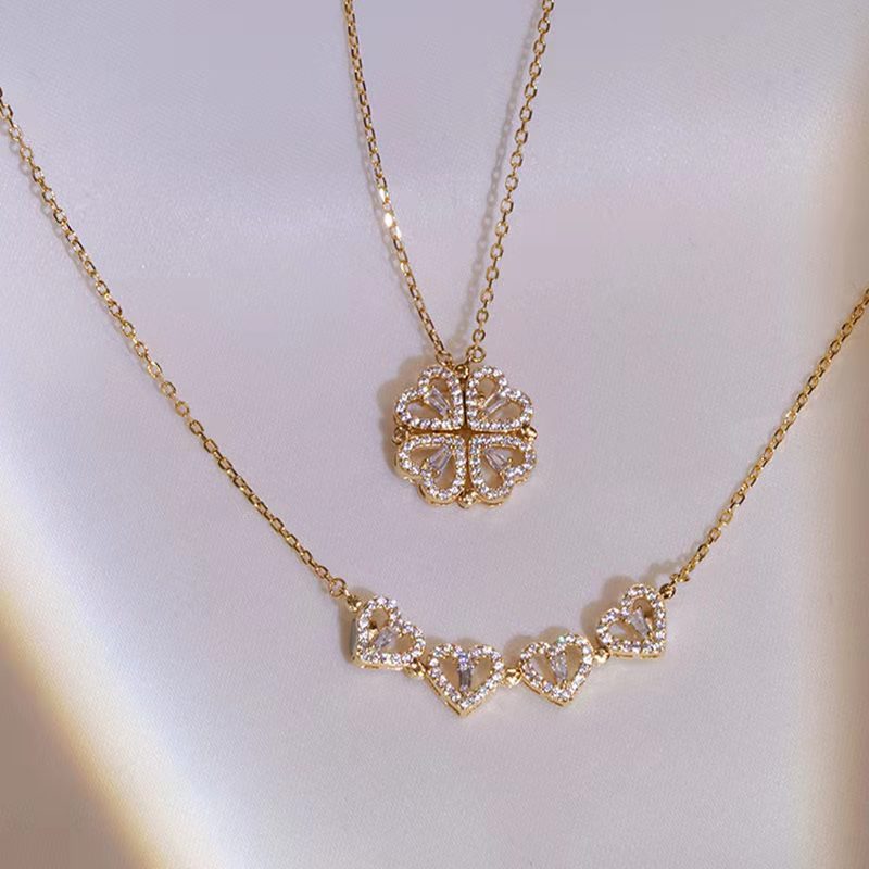 Vierblättriges Kleeblatt Collier Damenkette Europäischer und Amerikanischer Schmuck Ins verblasst nicht