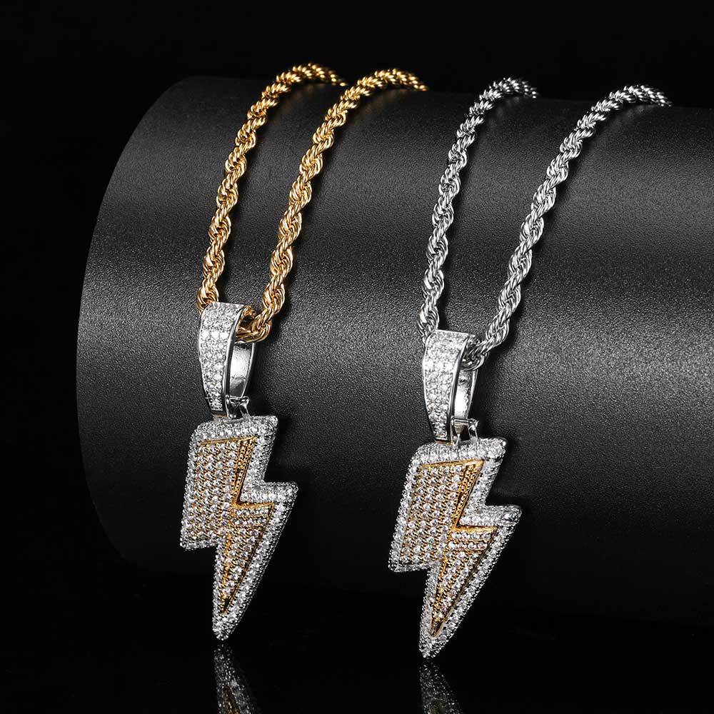 Colgante Hip Hop Rayo Superventas Microincrustaciones Circonita Hip Hop Moda Joyería Hip Hop de Tendencia