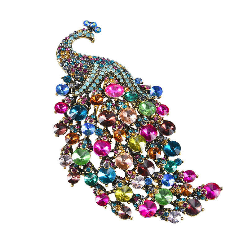 Große Strass-Pfau Hochzeitsbrosche Schmuck Damen Schal Brosche