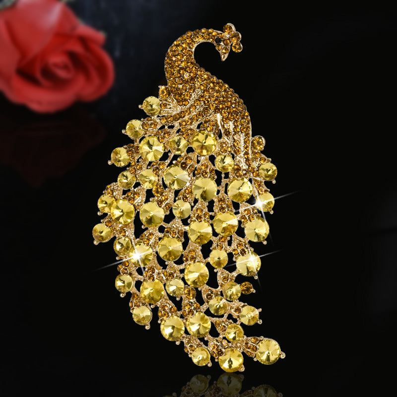 Große Strass-Pfau Hochzeitsbrosche Schmuck Damen Schal Brosche