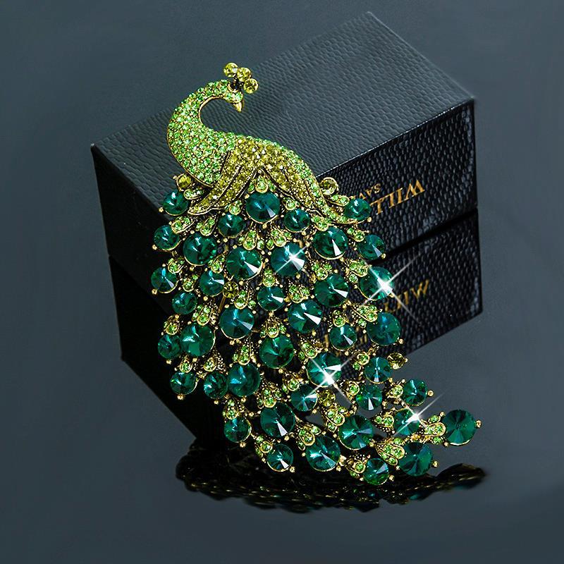 Große Strass-Pfau Hochzeitsbrosche Schmuck Damen Schal Brosche