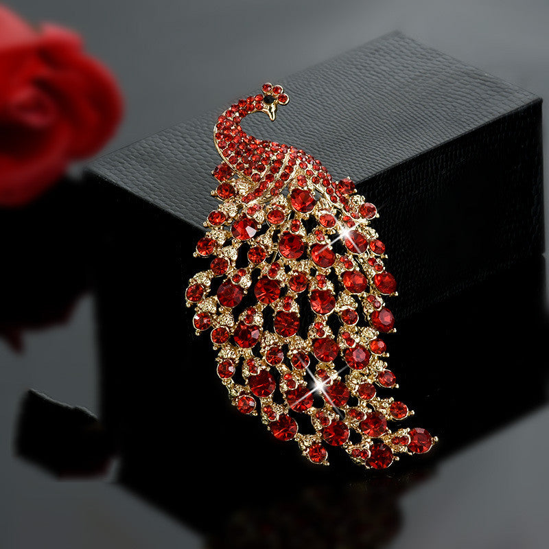 Große Strass-Pfau Hochzeitsbrosche Schmuck Damen Schal Brosche
