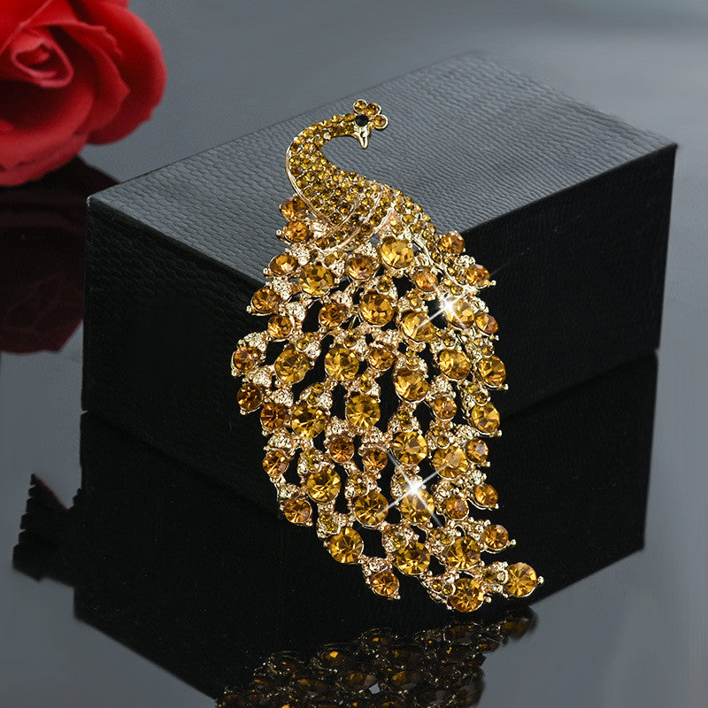 Große Strass-Pfau Hochzeitsbrosche Schmuck Damen Schal Brosche