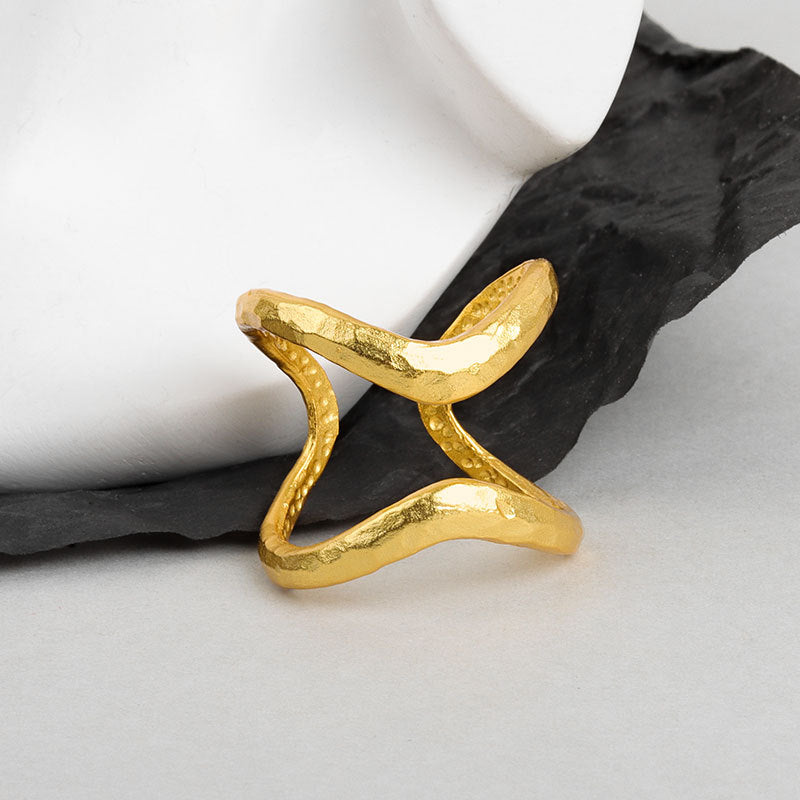 Ring Damen Minimalistisches Alufolien-Muster Linien-Ring