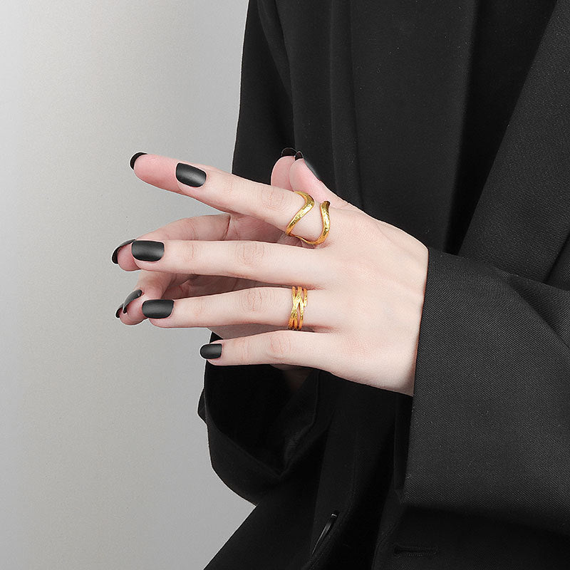 Ring Damen Minimalistisches Alufolien-Muster Linien-Ring