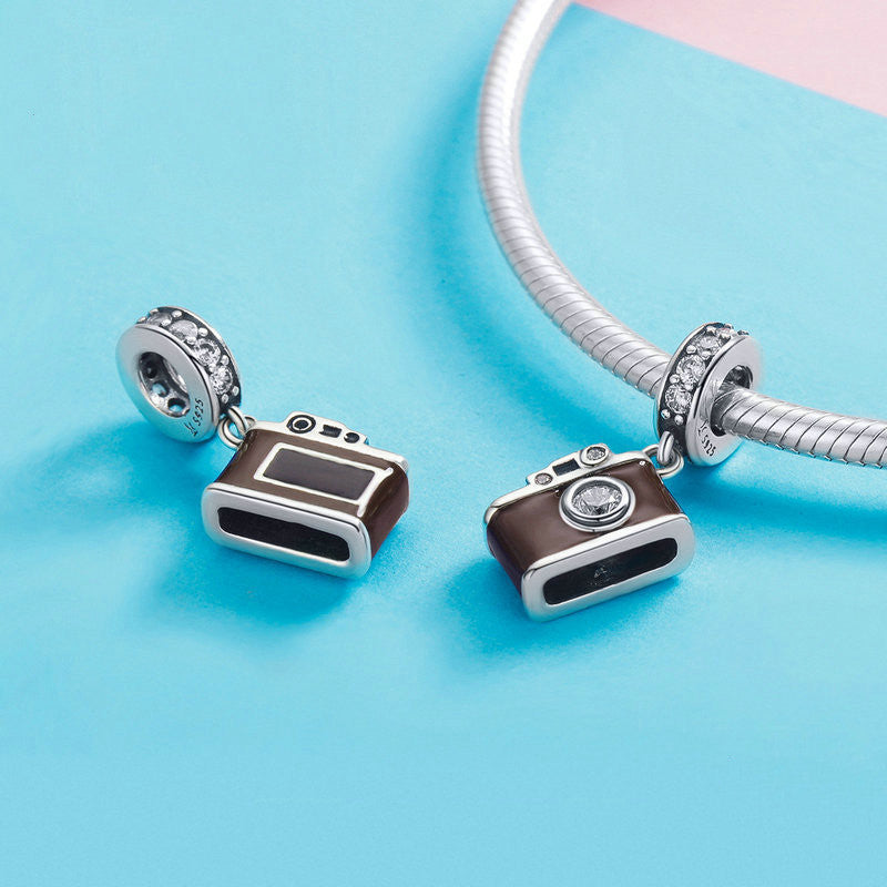 Sterling Silber Retro Digitalkamera Deko DIY Charm Armband Zubehör