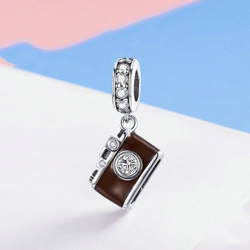 Sterling Silber Retro Digitalkamera Deko DIY Charm Armband Zubehör
