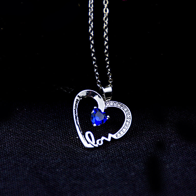 Pfirsichherz-Schriftzug-Anhänger „Ich liebe Dich Mama“ Muttertagsgeschenk Schlüsselbeinkette