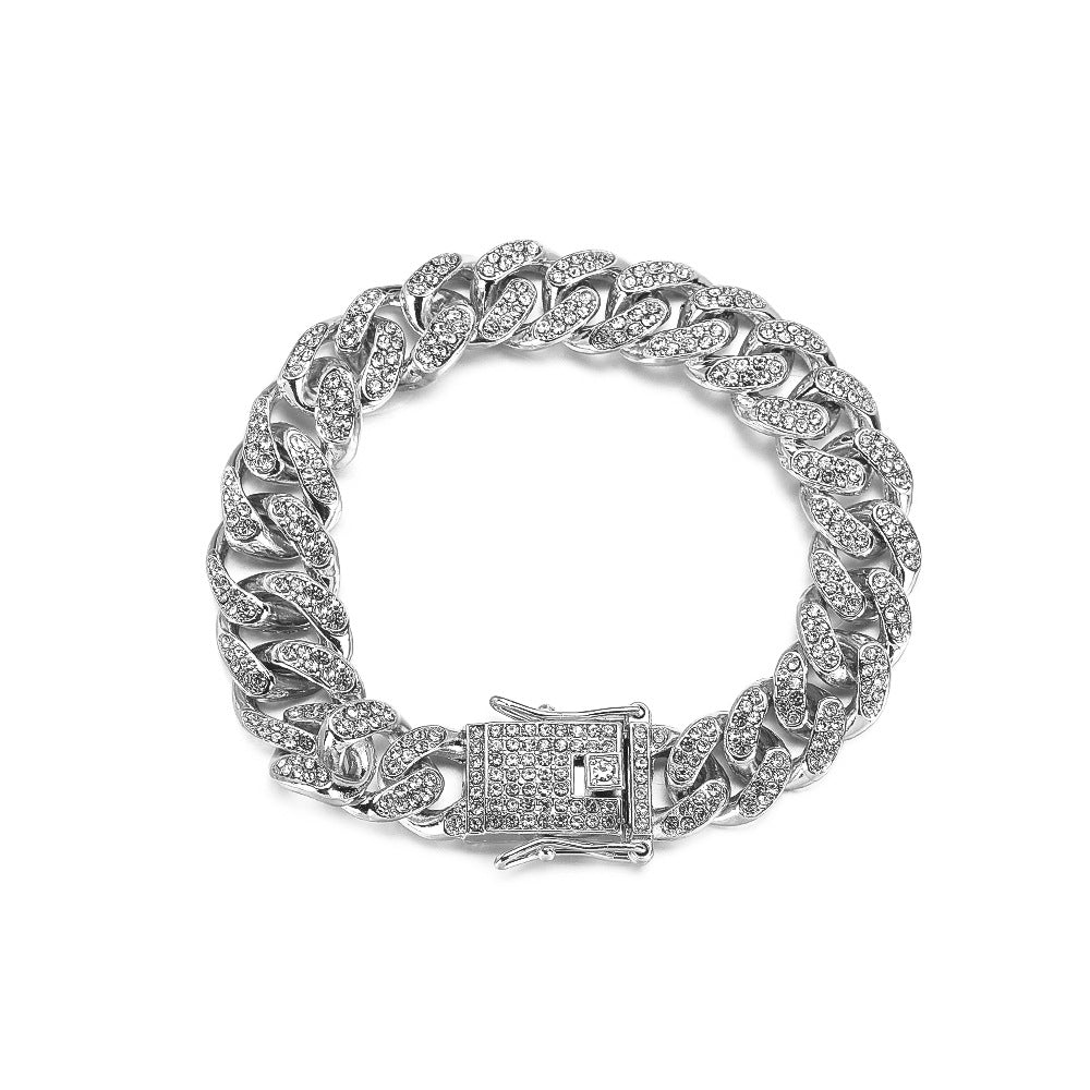 Kubanische Straßenkette Vollbesetztes Kubanisches Armband aus rauer Legierung