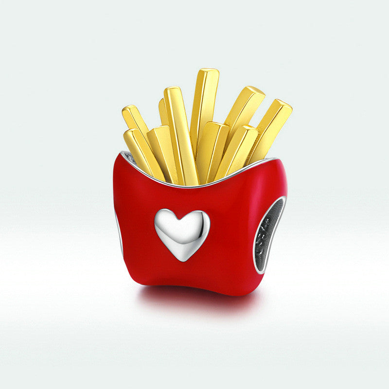 Bamoer 925 Sterling Silber Pommes Frites Emaille Charm