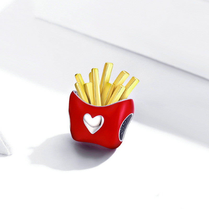 Bamoer 925 Sterling Silber Pommes Frites Emaille Charm