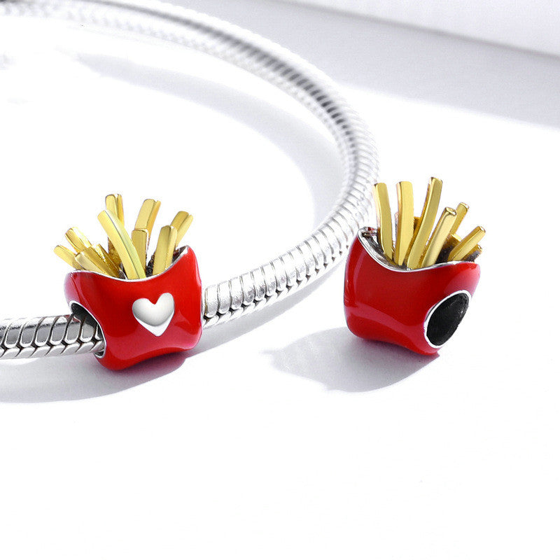 Bamoer 925 Sterling Silber Pommes Frites Emaille Charm