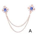 Accesorios de cadena para cuello con flecos y diamantes de imitación, broche de solapa personalizado