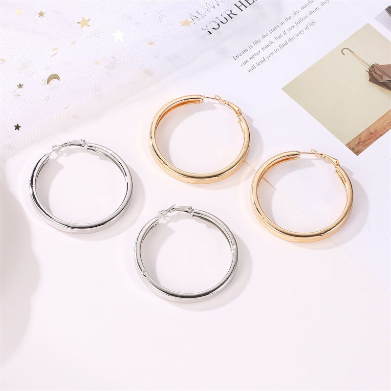 Ashion Große Creolen für Damen Gold Silberfarben