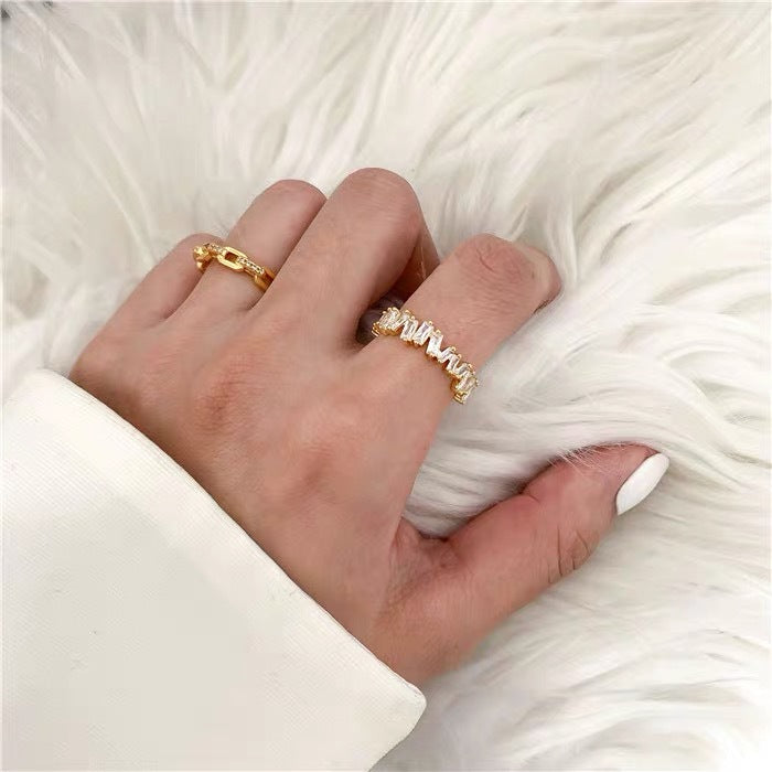 18K Gold Ring Female Ins Fashion Personality Net Red Index Finger Ring Light Luxury Ring