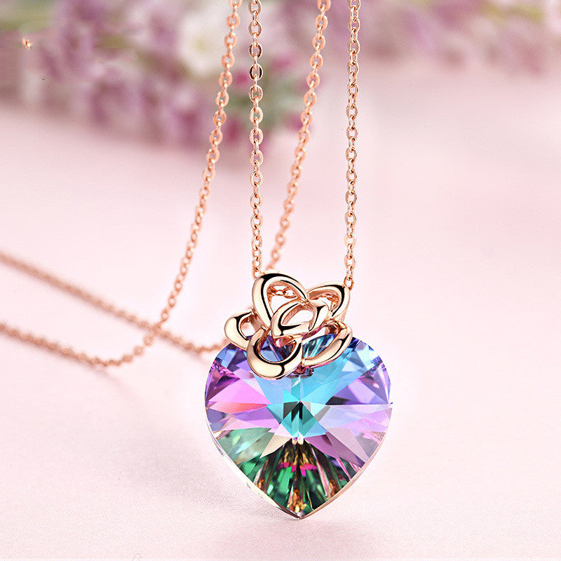 Venta al por mayor de joyas, moda, colorido, colgante de corazón de plata 925