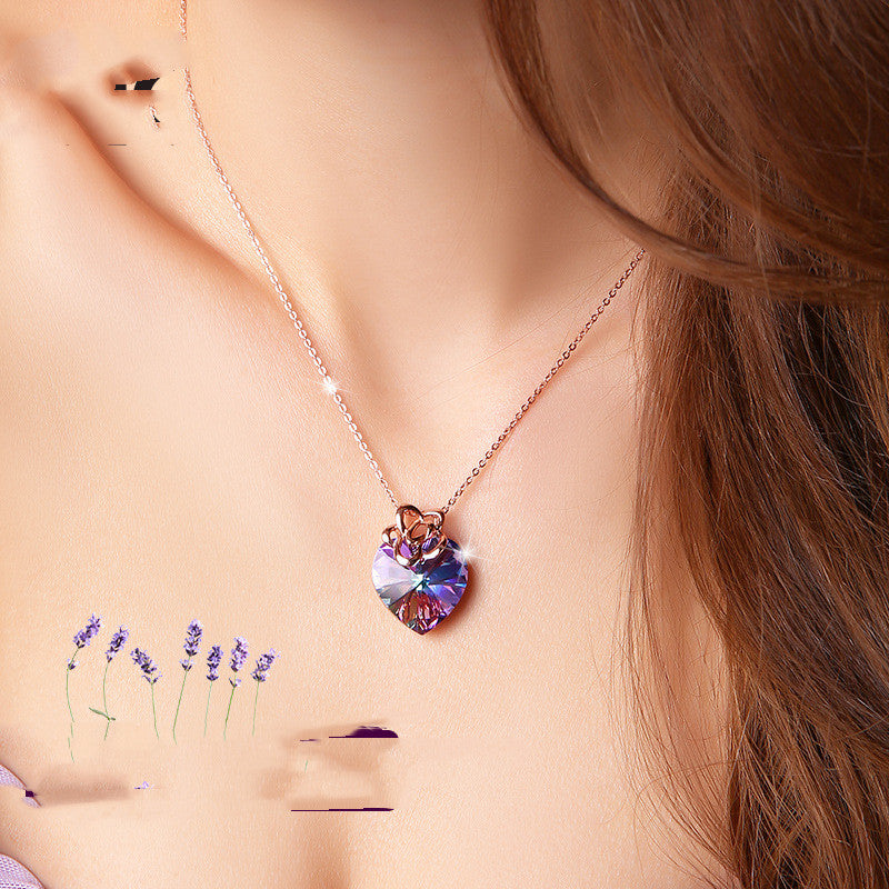 Venta al por mayor de joyas, moda, colorido, colgante de corazón de plata 925
