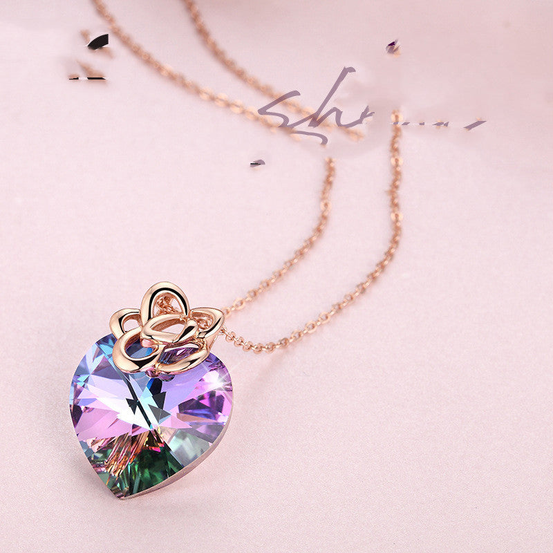 Venta al por mayor de joyas, moda, colorido, colgante de corazón de plata 925