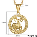 Men's Women's 12 Horoscope Zodiac Sign Gold Pendant Necklace