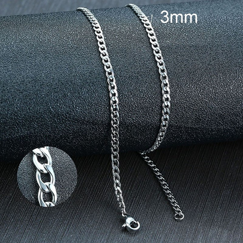 Collar de acero inoxidable BaSiC PuNk para hombre y mujer, cubano de eslabones gruesos