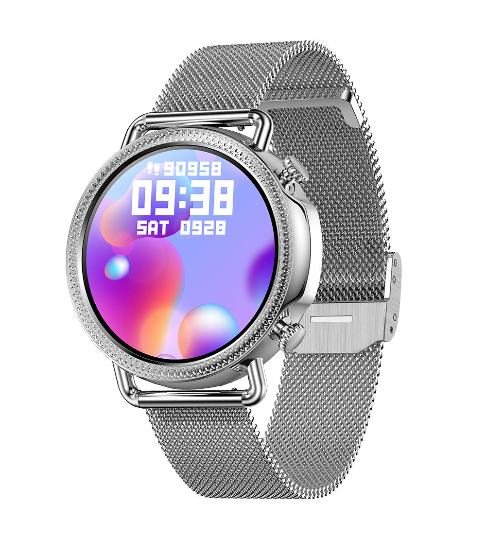 Reloj inteligente para mujer, círculo completo, totalmente táctil, monitoreo de temperatura corporal, dial personalizado con notificaciones.