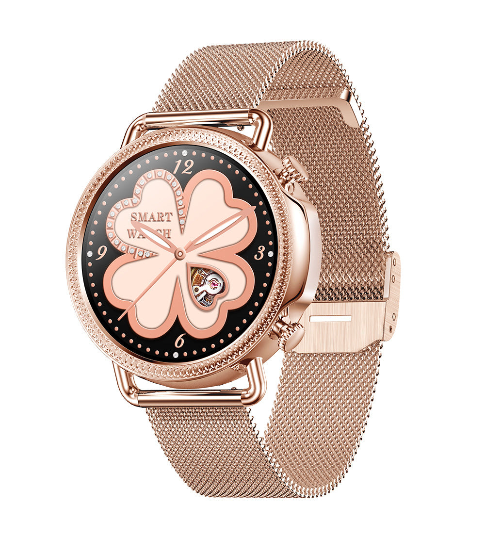 Reloj inteligente para mujer, círculo completo, totalmente táctil, monitoreo de temperatura corporal, dial personalizado con notificaciones.