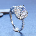 Anillo de mujer de moissanita de 1 quilate con diamante redondo de lujo, anillo cuadrado de princesa