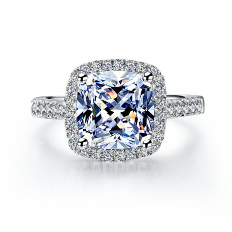 Anillo de mujer de moissanita de 1 quilate con diamante redondo de lujo, anillo cuadrado de princesa