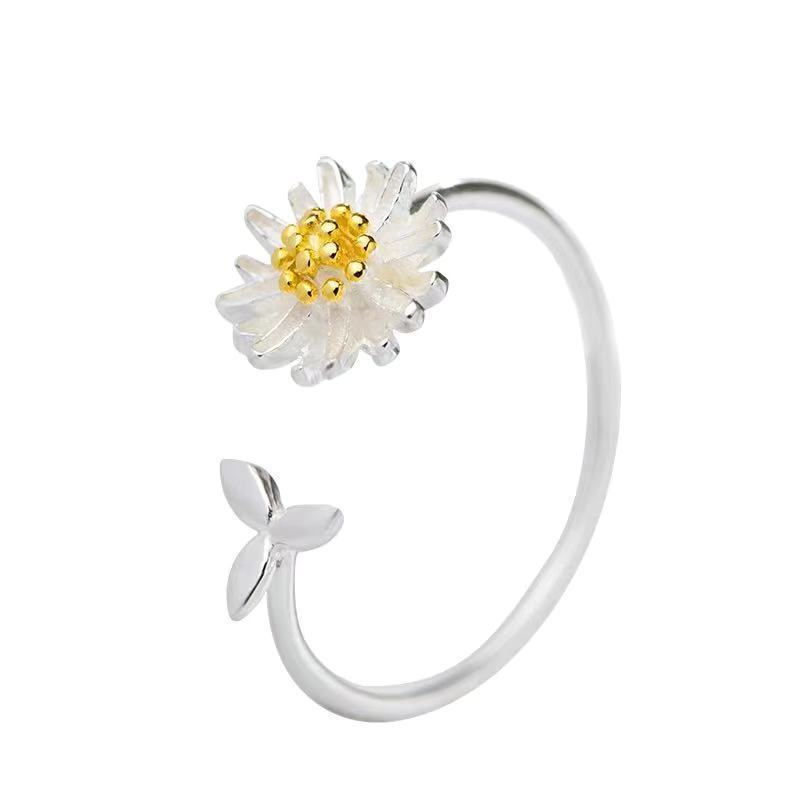 CIAXY 925er Sterlingsilber Blumenringe für Damen Verstellbare Größenringe Mode Party Schmuck Geschenk Anillos Mujer